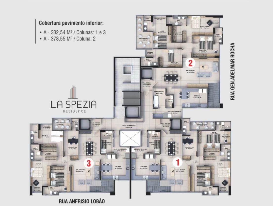Planta Planta Cobertura 378m²