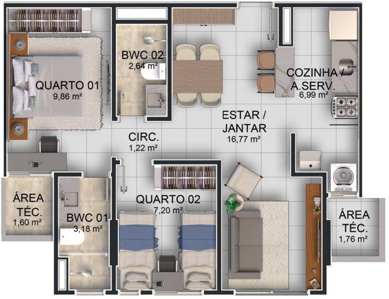Planta Planta 73m²